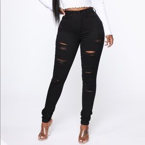 Black High Waisted Ripped Jeans - Size 5